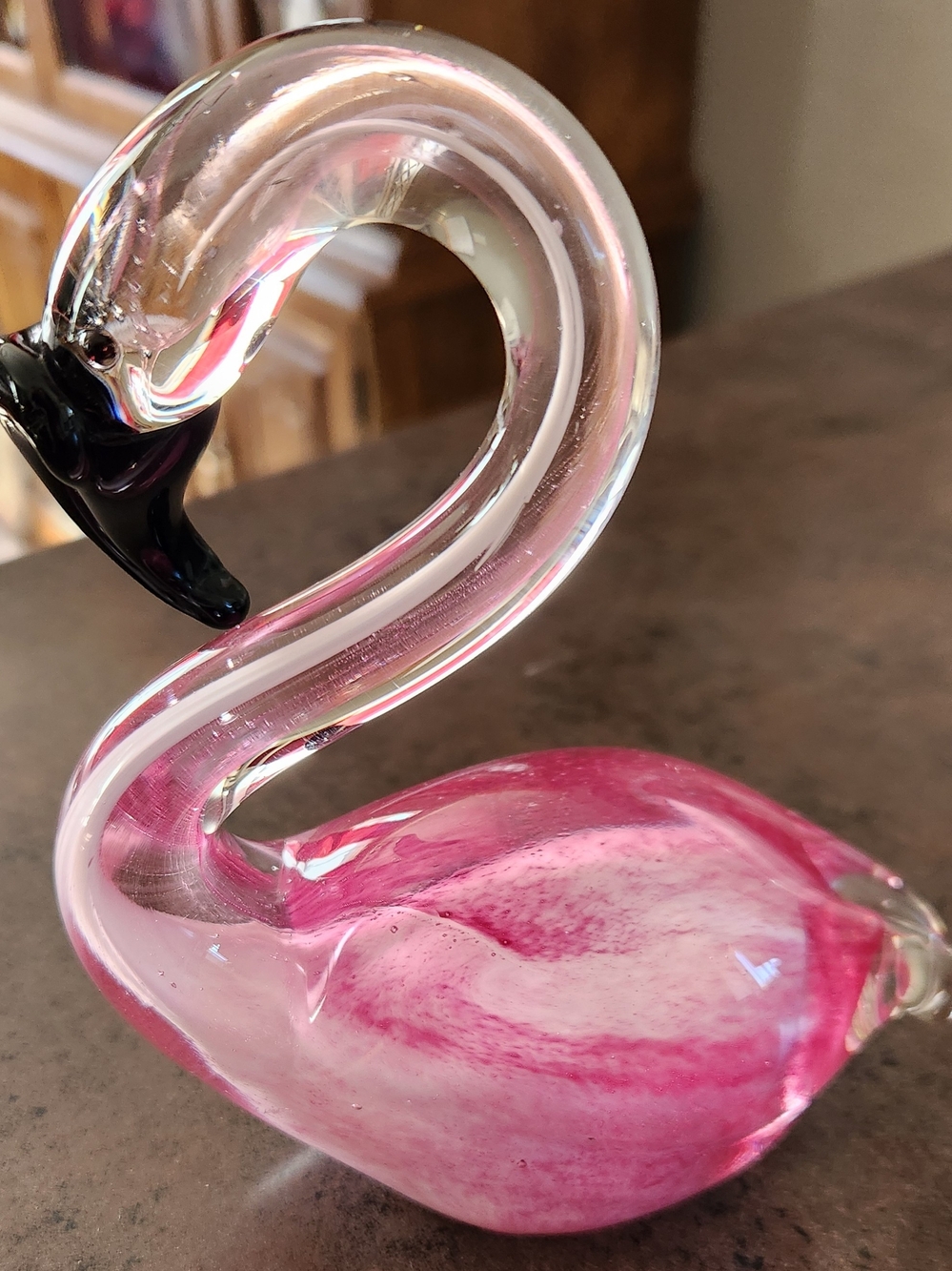 Pink Flamingo Murano Style Hand Blown Art Glass Figurine/Paperweight 6.5”